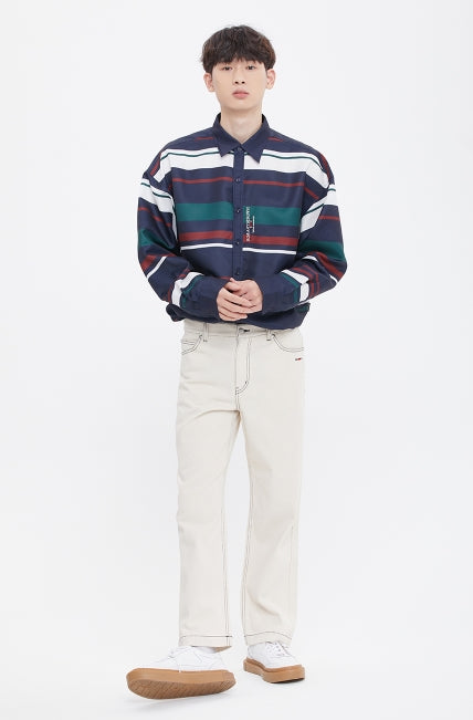 ロマンティッククラウン(ROMANTIC CROWN) MULTI STRIPE SHIRT_NAVY