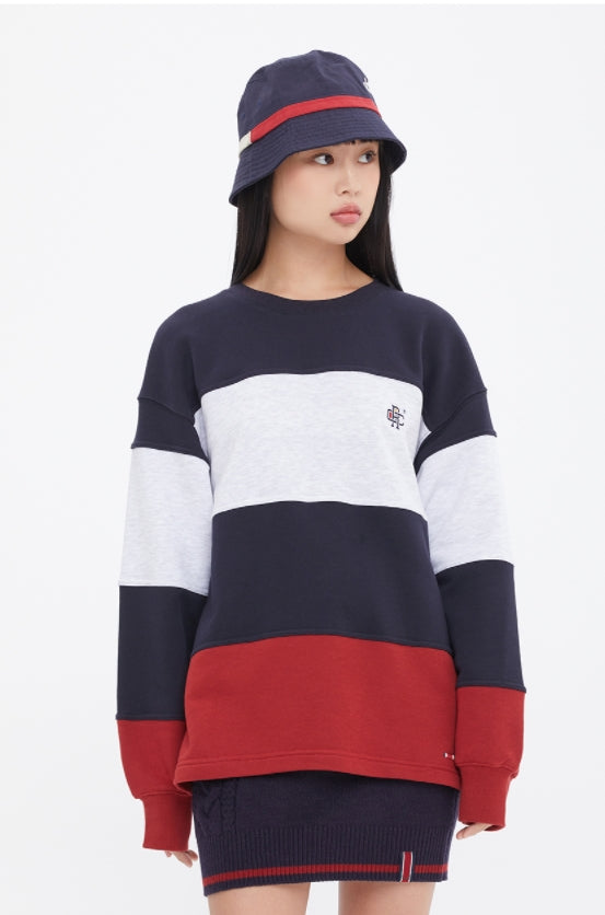 ロマンティッククラウン(ROMANTIC CROWN) COLOR BLOCK SWEAT SHIRT_NAVY