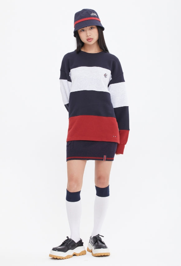 ロマンティッククラウン(ROMANTIC CROWN) COLOR BLOCK SWEAT SHIRT_NAVY