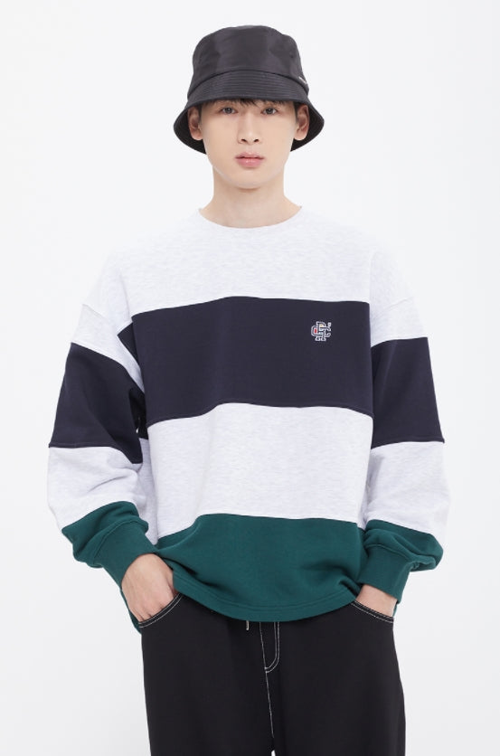 ロマンティッククラウン(ROMANTIC CROWN) COLOR BLOCK SWEAT SHIRT_LIGHT GREY