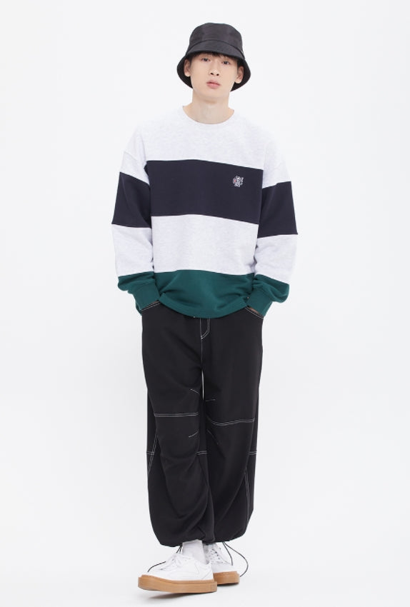 ロマンティッククラウン(ROMANTIC CROWN) COLOR BLOCK SWEAT SHIRT_LIGHT GREY