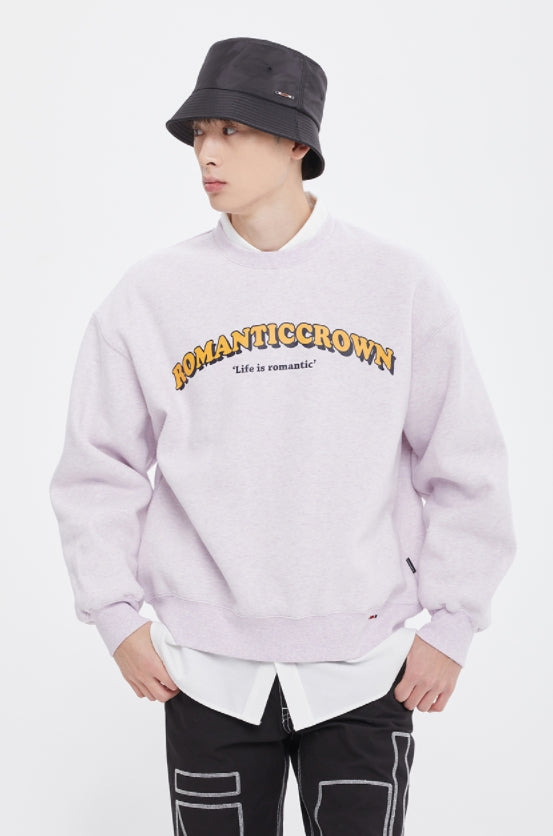 ロマンティッククラウン(ROMANTIC CROWN) ROUND ARCH LOGO SWEAT SHIRT_MELANGE PURPLE