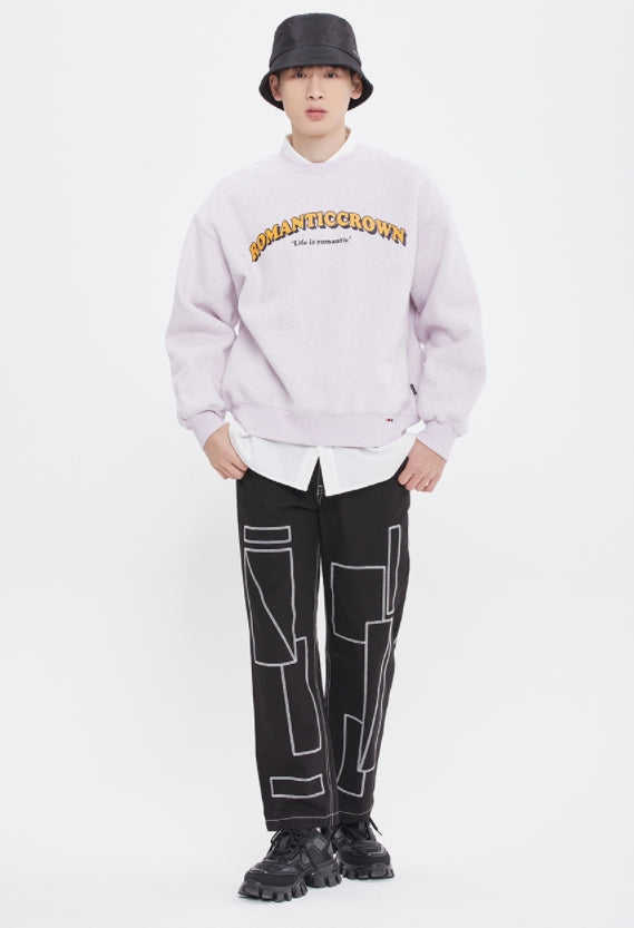 ロマンティッククラウン(ROMANTIC CROWN) ROUND ARCH LOGO SWEAT SHIRT_MELANGE PURPLE