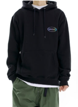 mahagrid (マハグリッド)  RAINBOW REFLECTIVE OVAL LOGO HOODIE [BLACK]