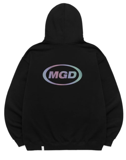 mahagrid (マハグリッド)  RAINBOW REFLECTIVE OVAL LOGO HOODIE [BLACK]