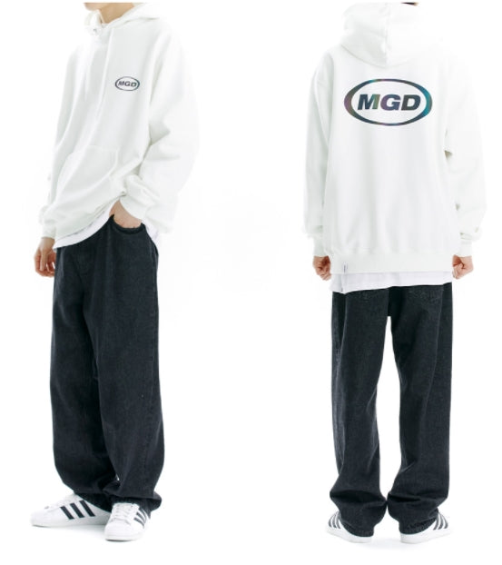 mahagrid (マハグリッド)  RAINBOW REFLECTIVE OVAL LOGO HOODIE [WHITE]