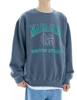 mahagrid (マハグリッド) UNIVERSITY PIGMENT SWEATSHIRT [NAVY]