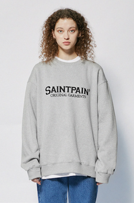 セイントペイン(SAINTPAIN)  SP ORIGINAL LOGO CREWNECK-MELANGE GRAY