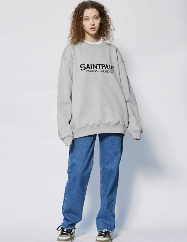 セイントペイン(SAINTPAIN)  SP ORIGINAL LOGO CREWNECK-MELANGE GRAY