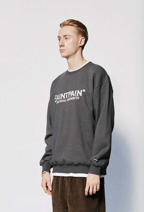 セイントペイン(SAINTPAIN)  SP ORIGINAL LOGO CREWNECK-CHARCOAL