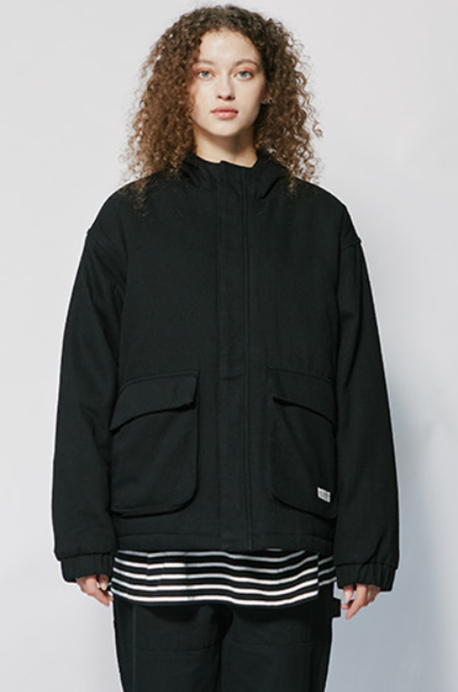 セイントペイン(SAINTPAIN)  SP COTTON HOOD ZIP JACKET-BLACK
