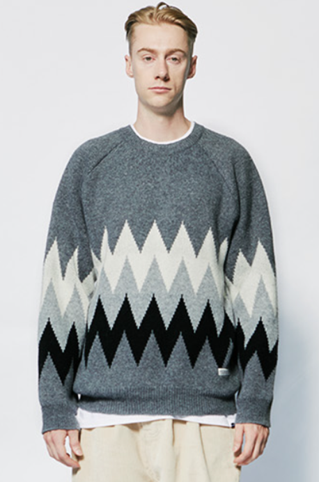 セイントペイン(SAINTPAIN) SP FINE WOOL ZIGZAG KNIT-CHARCOAL