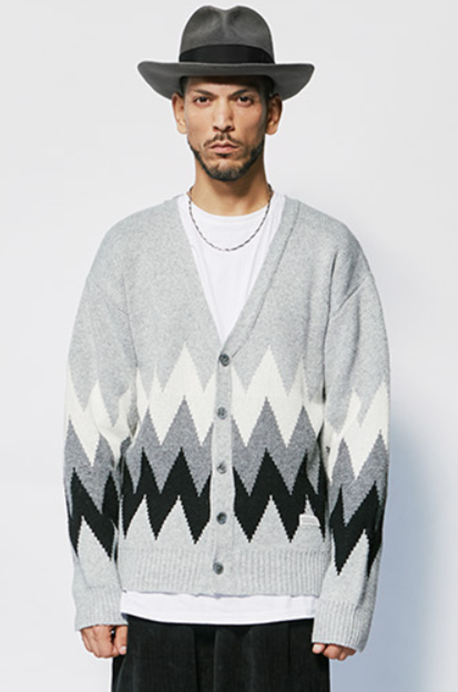 セイントペイン(SAINTPAIN) SP FINE WOOL ZIGZAG CARDIGAN-GRAY