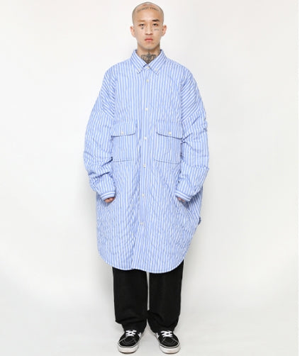 アジョバイアジョ(AJOBYAJO) Stripe Padded Long Jacket [Sky Blue]