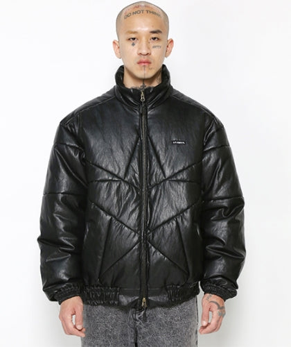 アジョバイアジョ(AJOBYAJO) Star Vegan Leather Padded Jacket [Black]