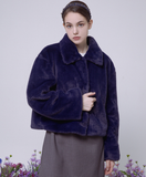 デイライフ(Daylife)  DAYLIFE CROP FUR JACKET (NAVY)