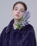 デイライフ(Daylife)  DAYLIFE CROP FUR JACKET (NAVY)