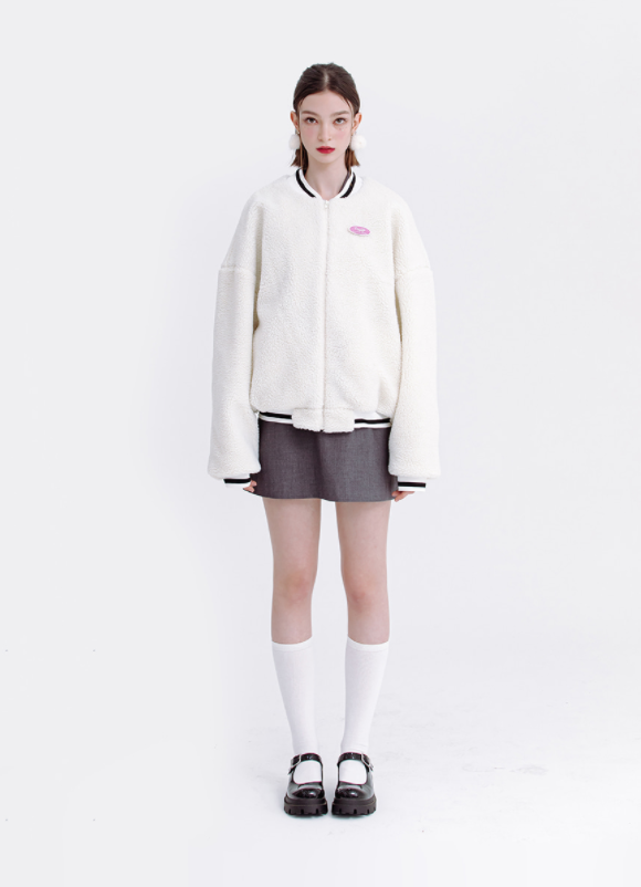 デイライフ(Daylife)  DAYLIFE BOA FLEECE STADIUM JACKET (IVORY)