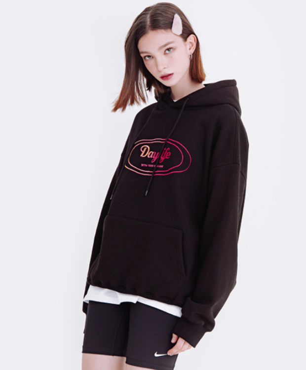 デイライフ(Daylife)  DAYLIFE LOGO HOODIE (BLACK)