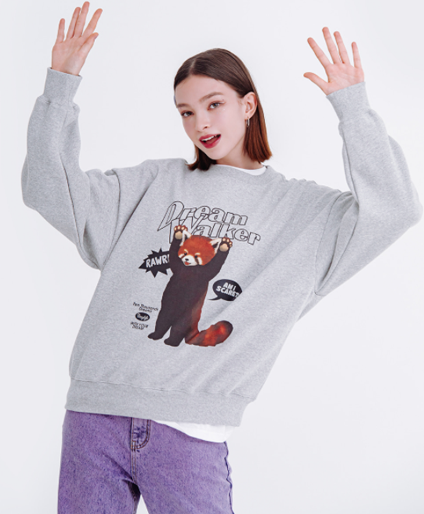 デイライフ(Daylife)  DAYLIFE RATTHER PANDA SWEATSHIRT (GRAY)