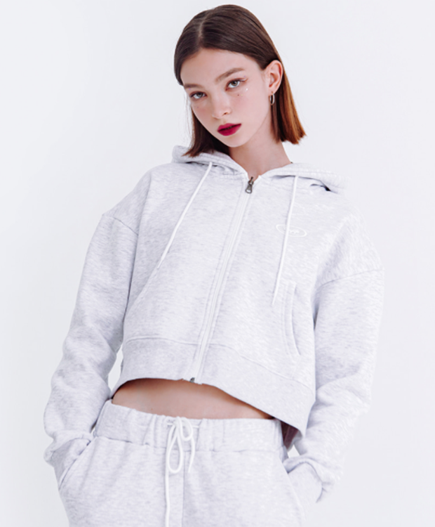 デイライフ(Daylife)  DAYLIFE CROP REVERSIBLE HOOD ZIP-UP (GRAY)