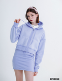 デイライフ(Daylife)  DAYLIFE CROP REVERSIBLE HOOD ZIP-UP (LIGHT BLUE)