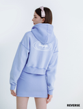 デイライフ(Daylife)  DAYLIFE CROP REVERSIBLE HOOD ZIP-UP (LIGHT BLUE)