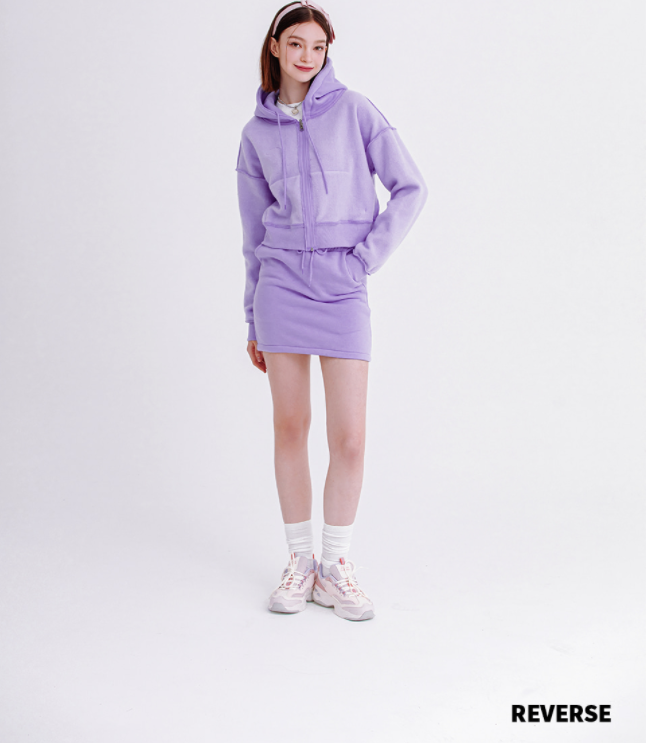 デイライフ(Daylife)  DAYLIFE CROP REVERSIBLE HOOD ZIP-UP (PURPLE)