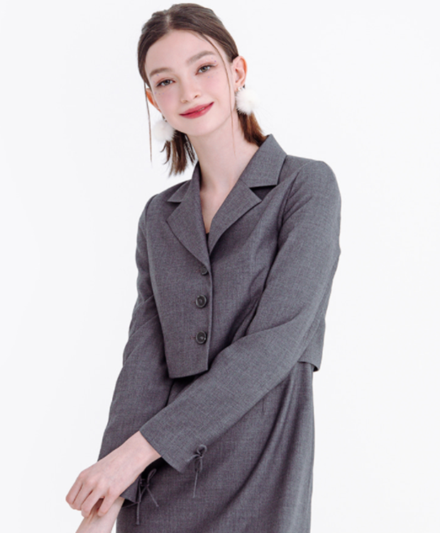 デイライフ(Daylife)  DAYLIFE CROP JACKET (GRAY)