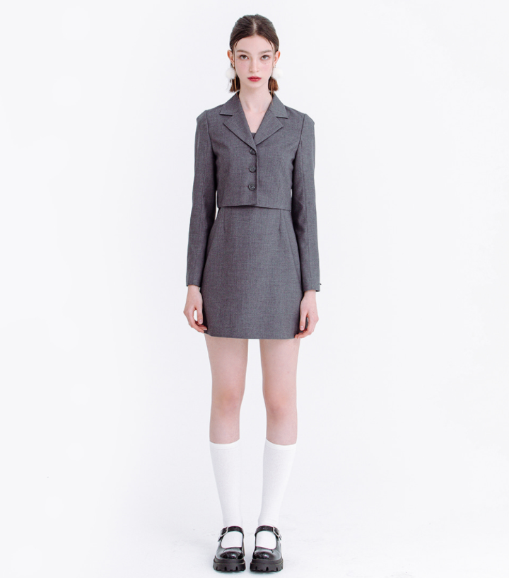 デイライフ(Daylife)  DAYLIFE CROP JACKET (GRAY)