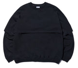 NOMANUAL(ノーマニュアル) CROPPED LAYERED SWEATSHIRT - BLACK