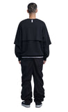 NOMANUAL(ノーマニュアル) CROPPED LAYERED SWEATSHIRT - BLACK