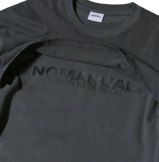 NOMANUAL(ノーマニュアル) CROPPED LAYERED SWEATSHIRT - CHARCOAL