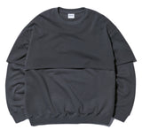 NOMANUAL(ノーマニュアル) CROPPED LAYERED SWEATSHIRT - CHARCOAL