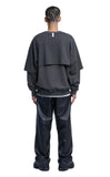 NOMANUAL(ノーマニュアル) CROPPED LAYERED SWEATSHIRT - CHARCOAL