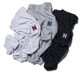 NOMANUAL(ノーマニュアル) BOUCLE ARCH LOGO SWEATPANTS - WHITE MELANGE