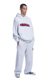 NOMANUAL(ノーマニュアル) BOUCLE ARCH LOGO SWEATPANTS - WHITE MELANGE