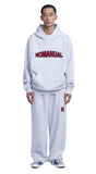 NOMANUAL(ノーマニュアル) BOUCLE ARCH LOGO SWEATPANTS - WHITE MELANGE