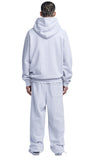 NOMANUAL(ノーマニュアル) BOUCLE ARCH LOGO SWEATPANTS - WHITE MELANGE