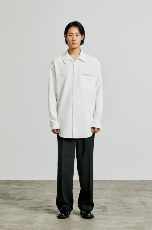 SSY(エスエスワイ)  balmacaan welt pocket shirt jacket white