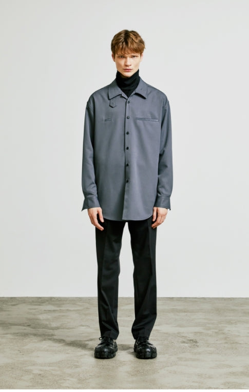 SSY(エスエスワイ)  balmacaan welt pocket shirt jacket grey