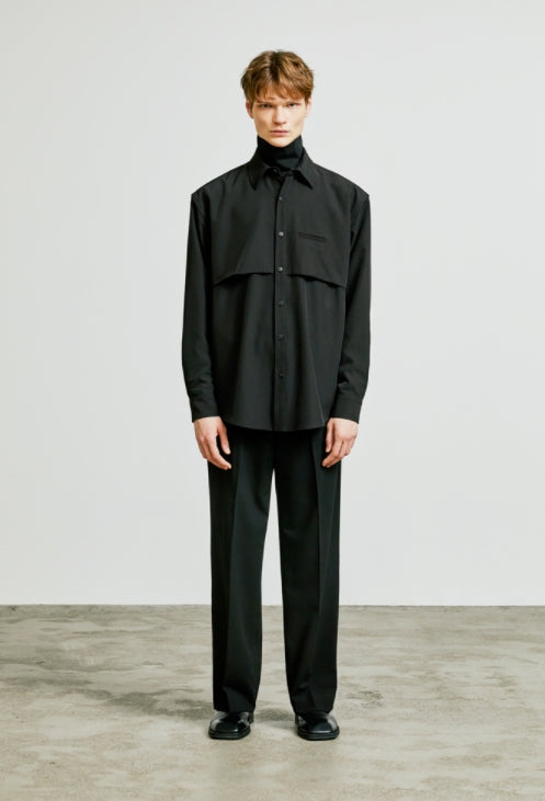 SSY(エスエスワイ)  trench welt pocket shirt jacket black