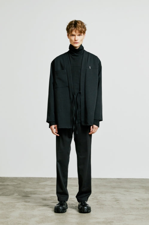 SSY(エスエスワイ)  minimal bar hanten shirt cardigan black