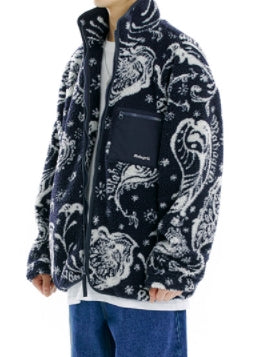 mahagrid (マハグリッド) PAISLEY FLEECE JACKET [NAVY]