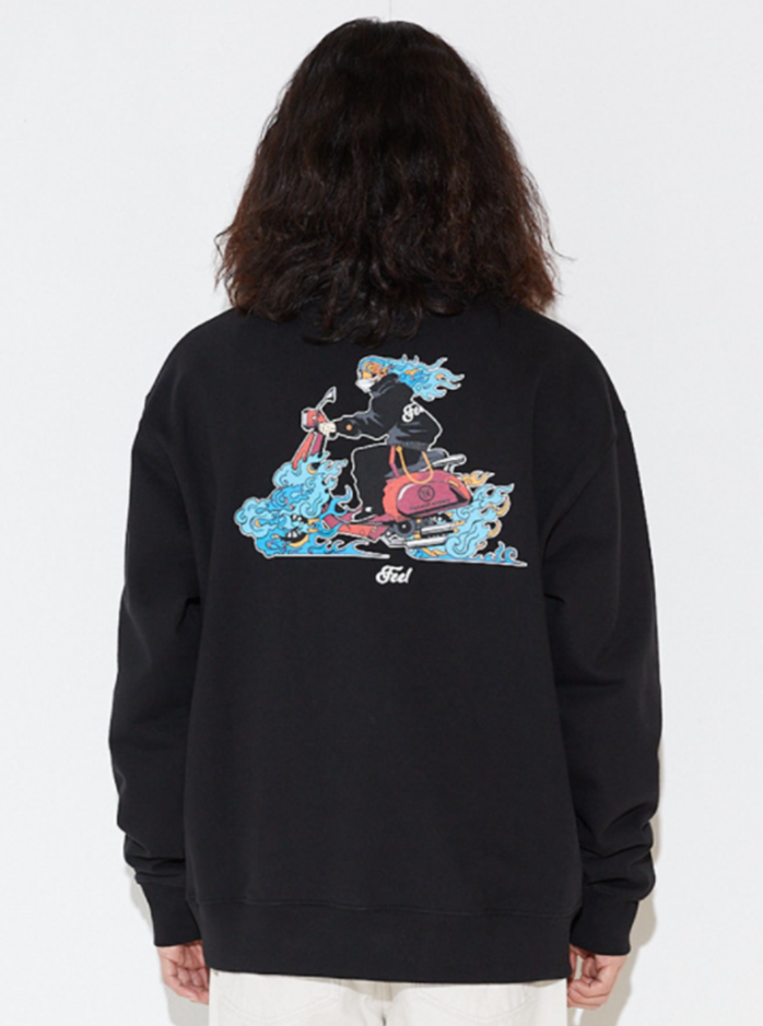 FEEL ENUFF (フィールイナフ) FLAME RIDER CREWNECK / BLACK