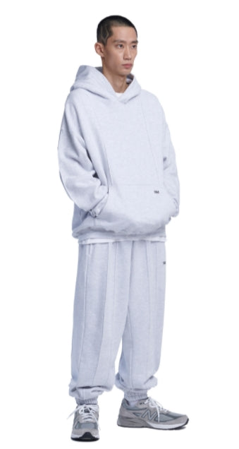 NOMANUAL(ノーマニュアル) PINTUCK HOODIE - WHITE MELANGE