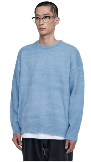 NOMANUAL(ノーマニュアル) PLAIN MOHAIR KNIT - BLUEGRAY