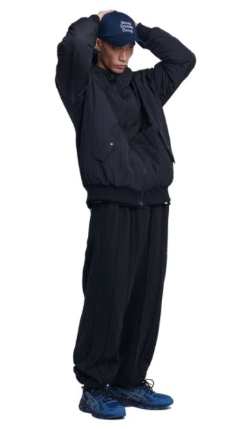 NOMANUAL(ノーマニュアル) NYLON PADDED HOODED ZIP UP JACKET - BLACK