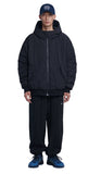 NOMANUAL(ノーマニュアル) NYLON PADDED HOODED ZIP UP JACKET - BLACK