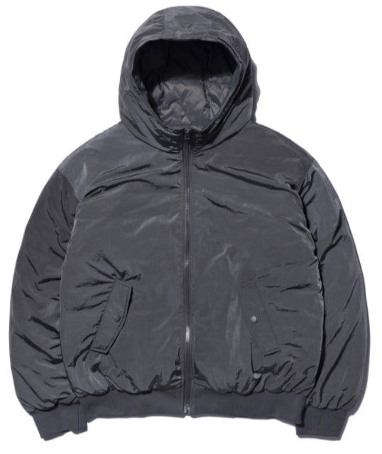 NOMANUAL(ノーマニュアル) NYLON PADDED HOODED ZIP UP JACKET - CHARCOAL